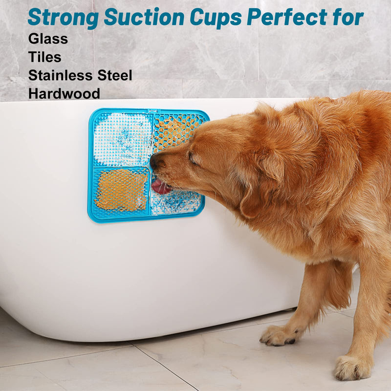 MateeyLife X Large Licking Mats for Dogs and Cats, Lick Mats with Suction Cups for Dog Anxiety Relief, Cat Peanut Butter Lick Pad for Boredom Reducer, Dog Slow Feeder for Bathing Grooming Blue - PawsPlanet Australia