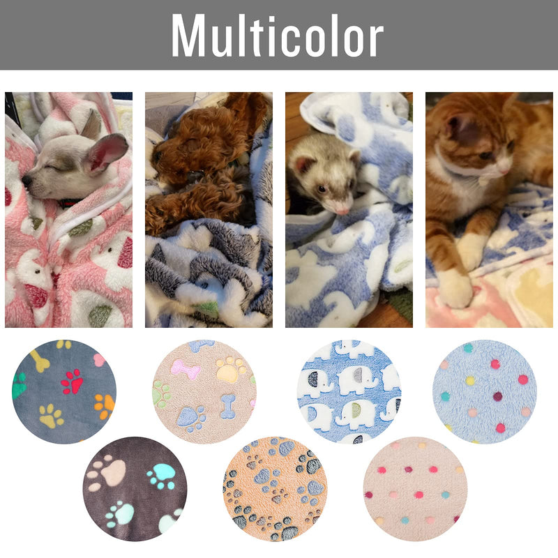 1 Pack 3 Blankets Thickened Super Soft Fluffy Premium Fleece Pet Blanket Flannel Throw for Dog Puppy Cat Blue Heart Paw Small (23*16") - PawsPlanet Australia