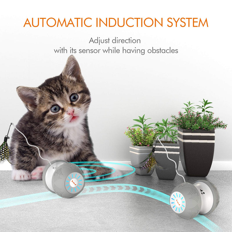 SEFON Robotic Cat Toys Interactive, 1000 mAh Large Capacity Battery Operated with USB Charging, Auto/RC 3 Mode Timed with 4 Feathers/Birds/Mouse Toys for Indoor Cats, All Floors Carpet Available. - PawsPlanet Australia