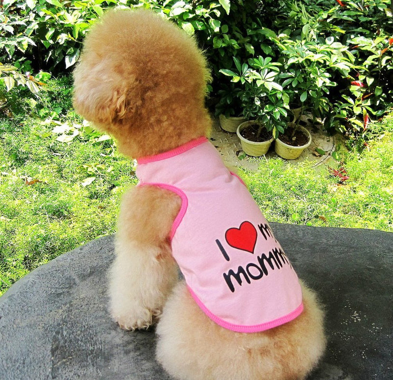 SMALLLEE_LUCKY_STORE I Love My Mommy Daddy Dog T shirt for Small Dogs Summer Tank Vest Puppy Sleeveless Shirt Chihuahua Shih Tzu Clothes,Pink,Small S Pink - PawsPlanet Australia