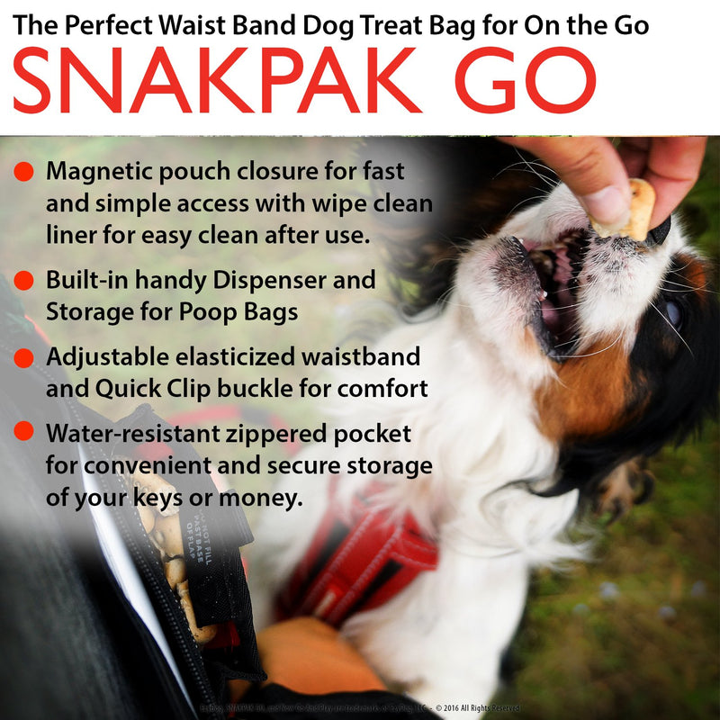 [Australia] - EzyDog SnakPak Go Wearable Dog Treat Bag - Easily Secures Around Waist and is Perfect for Running or Walking - Training Pouch Includes a Bag Storage/Dispenser for Clean-up (Color) Black 