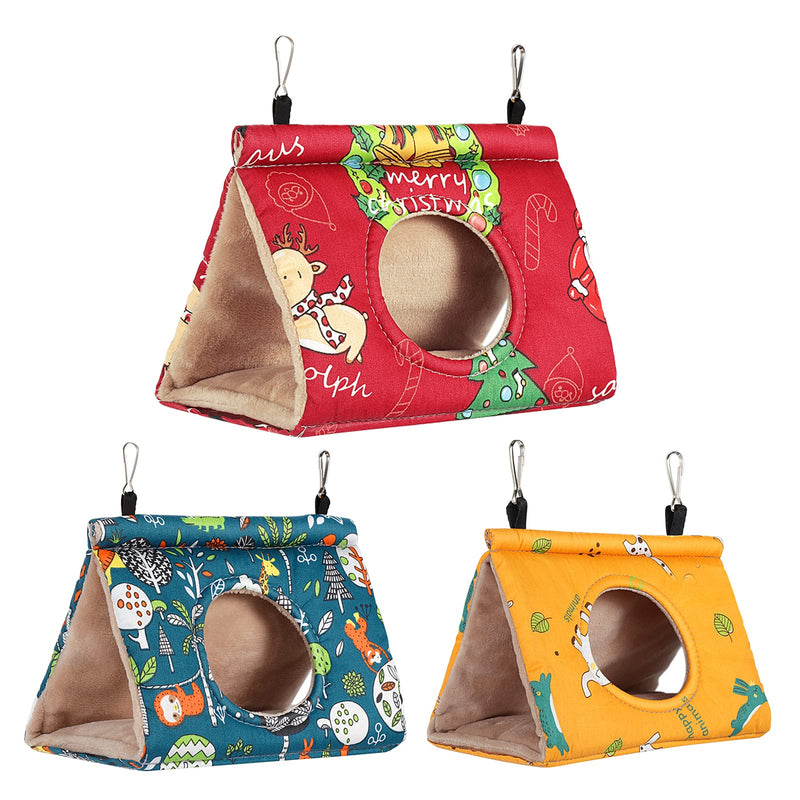 QX-Pet Supplies Winter Warm Bird Nest House Hanging Hammock Velvet Shed Hut Cage Plush Fluffy Birds Hideaway Sleeping Bed Fuzzy for Parrot Parakeet Cockatiels Budgies Cockatoo Lovebird Finch Canary Small Red - PawsPlanet Australia