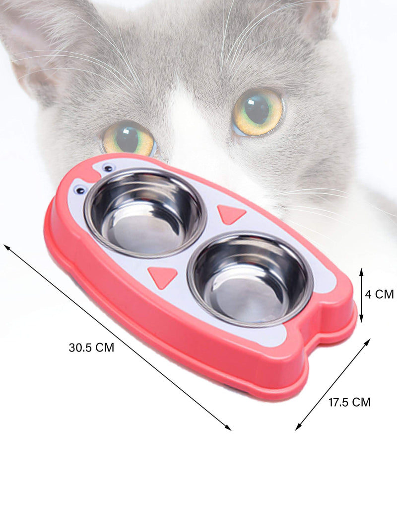 Cats and Small Dogs Bowl Cute 2 in 1 Food and Water Stainless Steel Container Elevated Candy Multicolor Resin Station Raise Dispenser Dish Feeder for Kitty Puppy and Small Pets Penguin Shape (pink) pink - PawsPlanet Australia