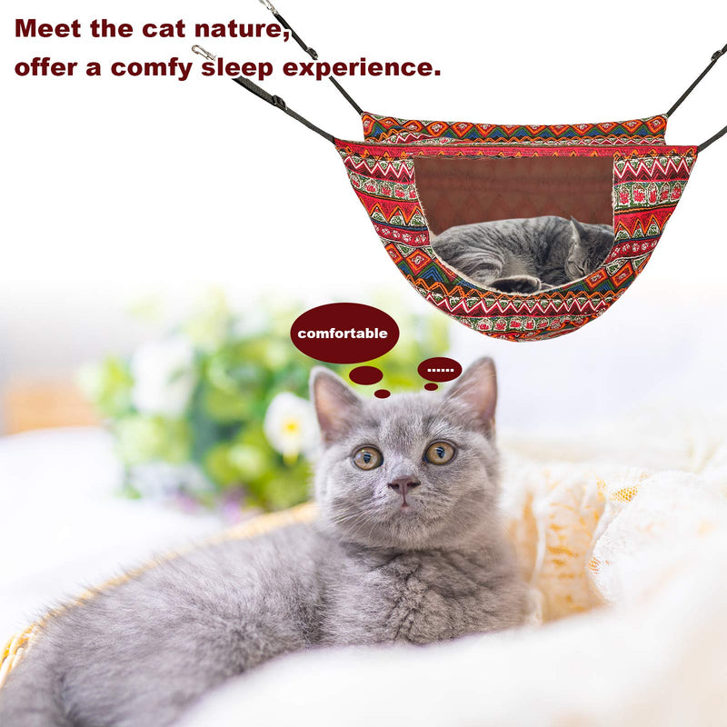 ONENIN cat cage Hammock,Hanging Soft Pet Bed for Kitten Ferret Puppy Rabbit or Small Pet,Double Layer Hanging Bed for Pets,2 Level Indoor Bag for Spring/Summer/Winter Ethnic Style - PawsPlanet Australia