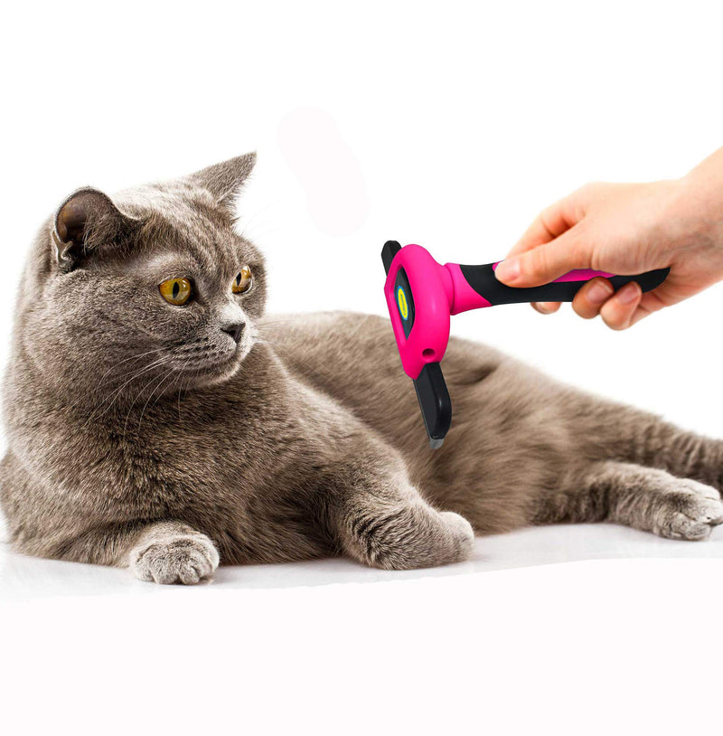 DakPets dog brush undercoat | Professional dog brush or cat undercoat brush | Cats and dog brush long hair | Stainless steel undercoat brush for dogs and cats pink - PawsPlanet Australia