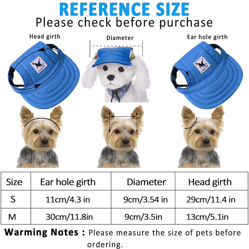 2 Pieces Dog Baseball Caps Dog Visor Hats Pet Outdoor Sports Hats with Ear Holes and Sun Protection Pet Baseball Caps with Adjustable Chin Strap for Small Dogs (Blue, Black) Blue, Black - PawsPlanet Australia