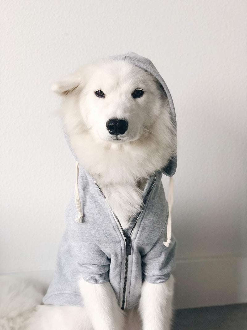 Ellie Dog Wear Zip Up Adventure Light Grey Dog Hoodie with Hook & Loop Pockets and Adjustable Drawstring Hood - Available in Extra Small to Extra Large. Comfortable & Versatile Dog Hoodies XL - PawsPlanet Australia