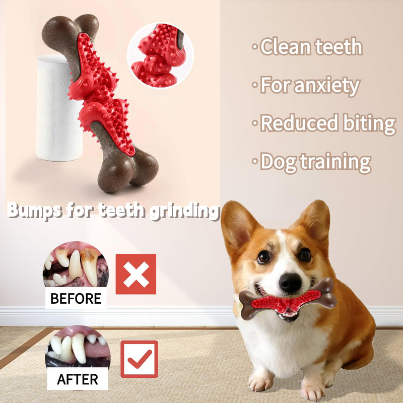 Lacusmall dog chew toy, hard dog toy for aggressive chewers with wood fibers, dog tooth toy for cleaning and training, strong dog toy chews for a long time and permanently red - PawsPlanet Australia