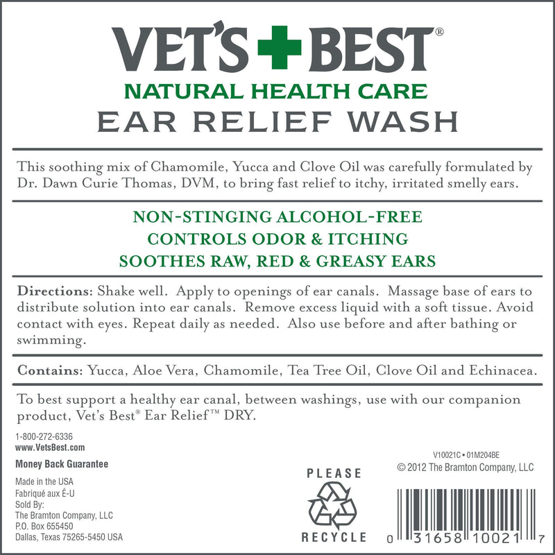 Vet's Best Ear Relief Wash Cleaner for Dogs, 16 oz Refill - PawsPlanet Australia