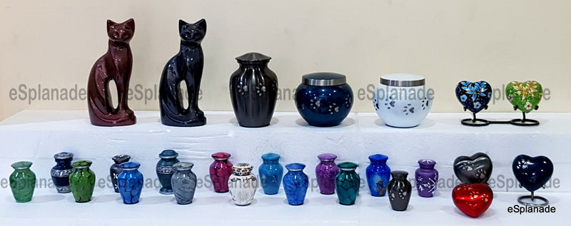 ESPLANADE Pet Cremation Urn Memorials urn Container Jar Pot | Brass Urn | Metal Urn | Burial Urn | Memorials Keepsake | Pet Dog Cat urn (White) White - PawsPlanet Australia