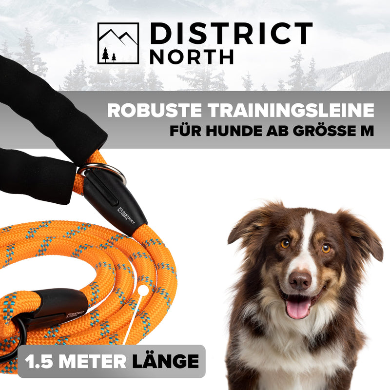 District North Reflective Dog Lead - 150cm Long Training Lead for Dogs - Comfortable Padded Lead Dog Leash - Class Dog Lead for Large Dogs (150cm, Orange) 150cm - PawsPlanet Australia