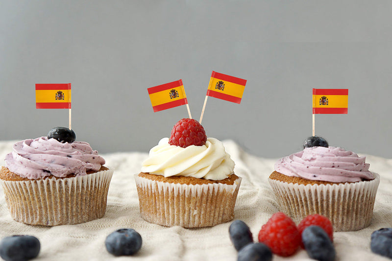 JBCD 100 Pcs Spain Flag Toothpicks Spanish Cupcake Toppers Flags, Spain Cake Topper Flag Pick Sticks - PawsPlanet Australia