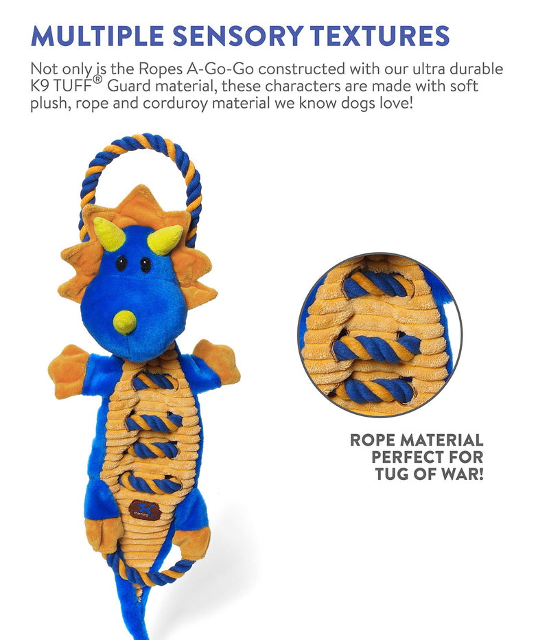 [Australia] - Charming Pet Ropes-A-Go Squeaky Dog Toy - Tough and Durable Interactive Soft Plush Animal Tug Toy Dragon 