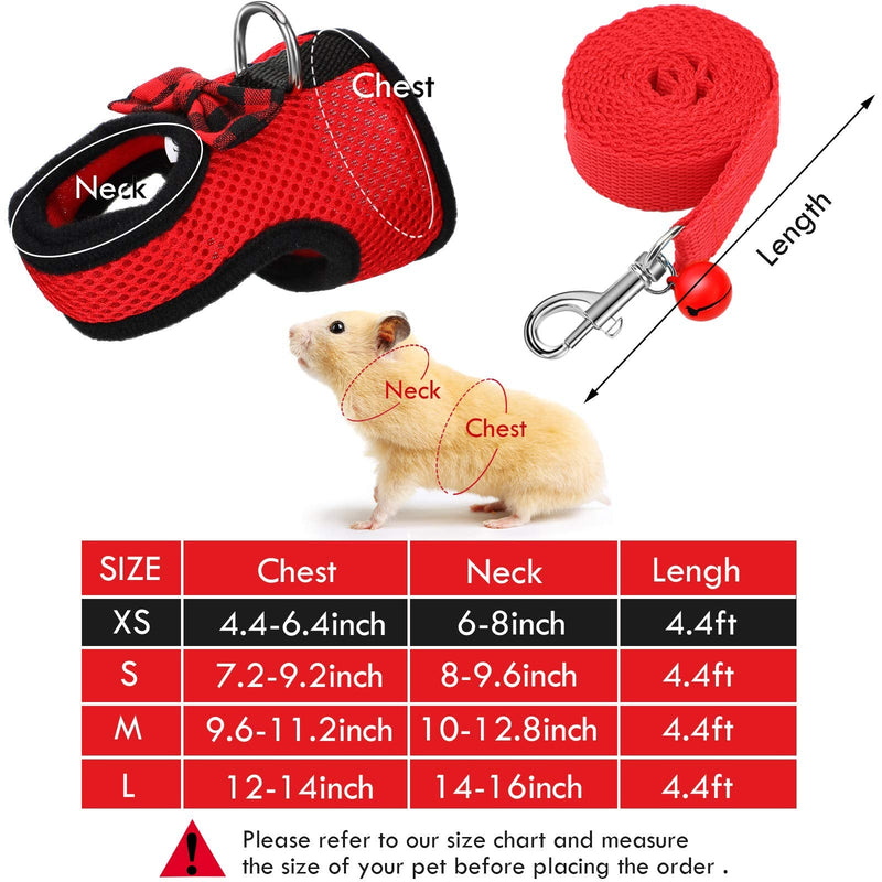 3 Pieces Guinea Pig Harness and Leash Soft Mesh Small Pet Harness with Bowknot Bell, No Pulling Comfort Padded Vest for Guinea Pigs, Ferret, Chinchilla, Rats (Black, Blue, Red, XS) Black, Blue, Red - PawsPlanet Australia