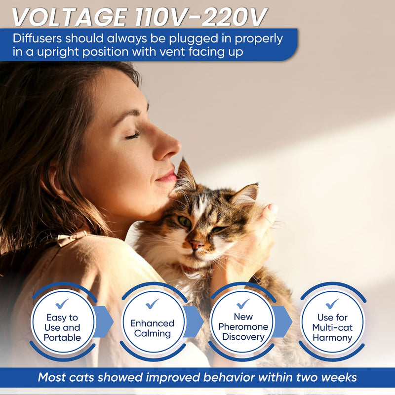 TriOak 4 Pack Cat Calming Pheromone Diffuser Refills, Enhanced Cat Calming Pheromones 4-Month Supply, Cat Anxiety Relief Pheromones, 48ml x4 Universal Refillss (Fits All Common Diffuser Heads) - PawsPlanet Australia