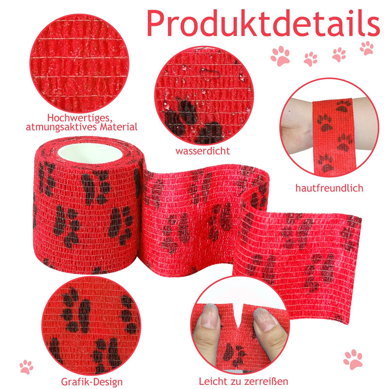 aurorayer Pack of 7 self-adhesive bandages, 5 cm x 4.5 m, self-adhesive bandage, fixing bandage, self-adhesive bandage, dog, pet, vet wrap for cats, dogs, horses, leg adhesive bandage - PawsPlanet Australia