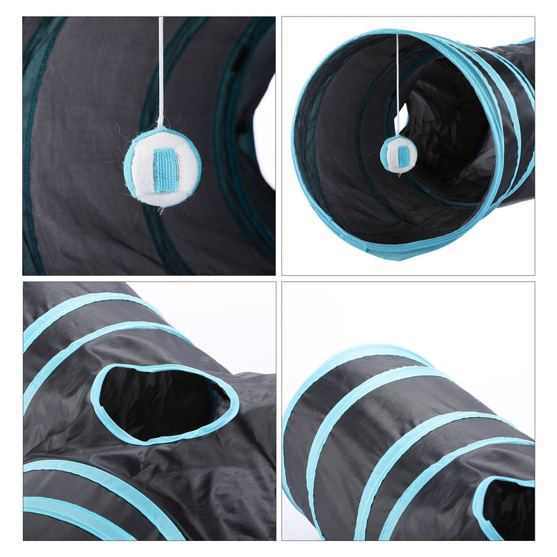 [Australia] - CO-Z Collapsible Cat Tunnel Tube Kitty Tunnel Bored Cat Pet Toys Peek Hole Toy Ball Cat, Puppy, Kitty, Kitten, Rabbit 3-Way Black 