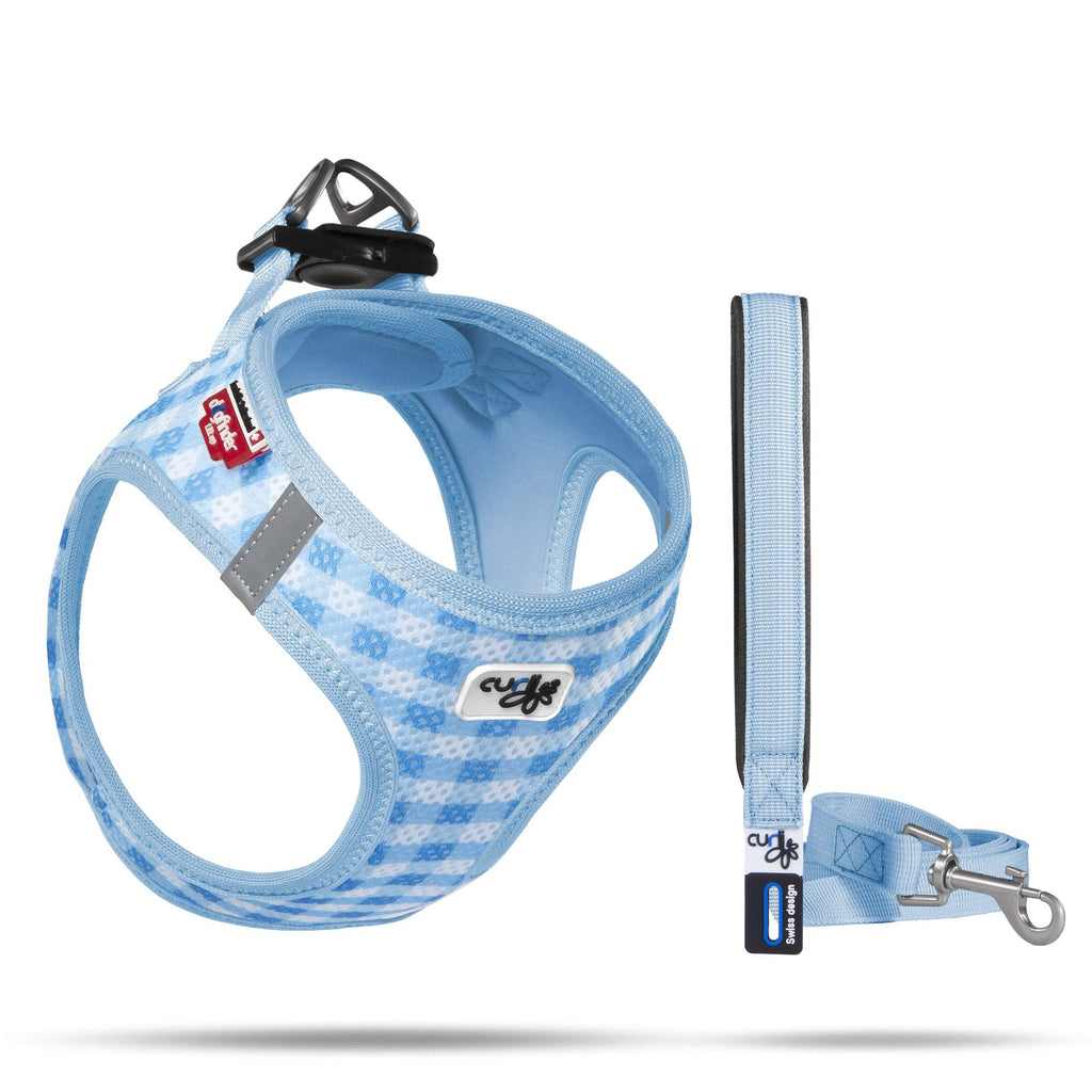 Vest Harness Air-Mesh Skyblue-Caro M & Leash L - PawsPlanet Australia