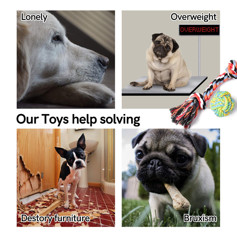 [Australia] - TwoEar Dog Rope Toys, Dog Toys, Dog Chew Toys, Puppy Teething Toys, Tug Toy, Dog Toy Pack, Toys for Boredom, Tough Ball, Teething Rope, Tug of War, Durable 4 Set for X-Small, Small, Medium Dogs 