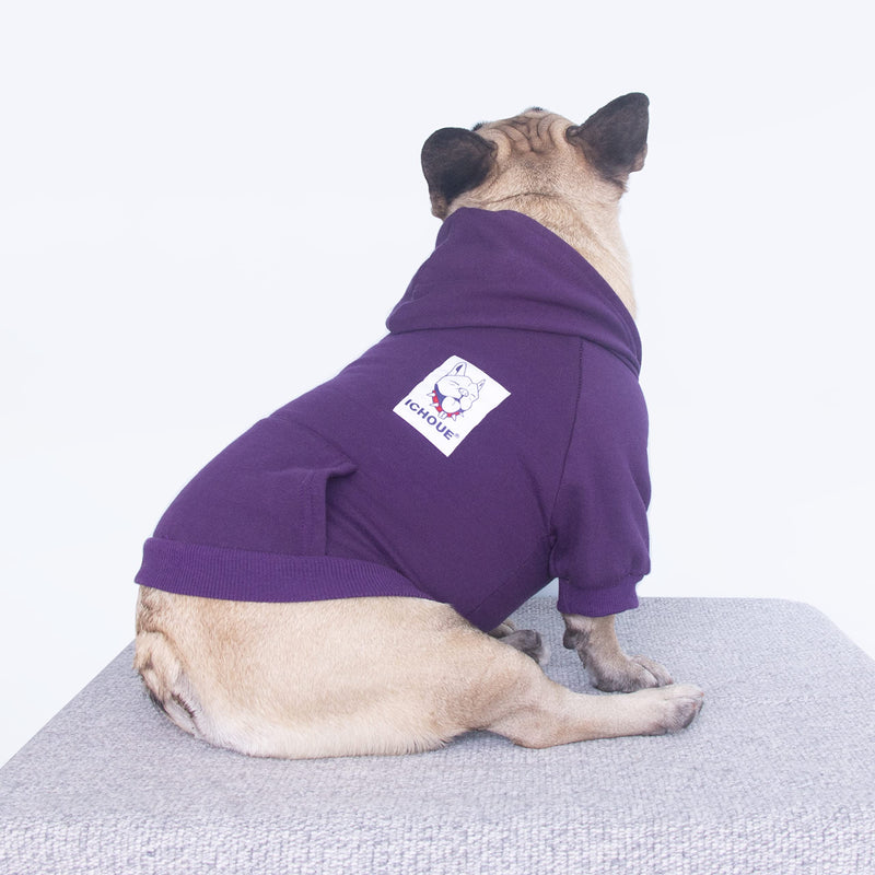 iChoue Dog Clothes Hoodie Hooded Full-Zip Sweatshirt Large Plus (Pack of 1) Dark Purple - PawsPlanet Australia