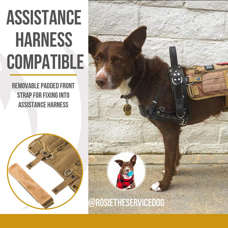 [Australia] - OneTigris Apollo 09 Service Dog Harness & Cape - Removable Neck Strap Compatible with Assistance Harness & Handle (Black, Long Version) 
