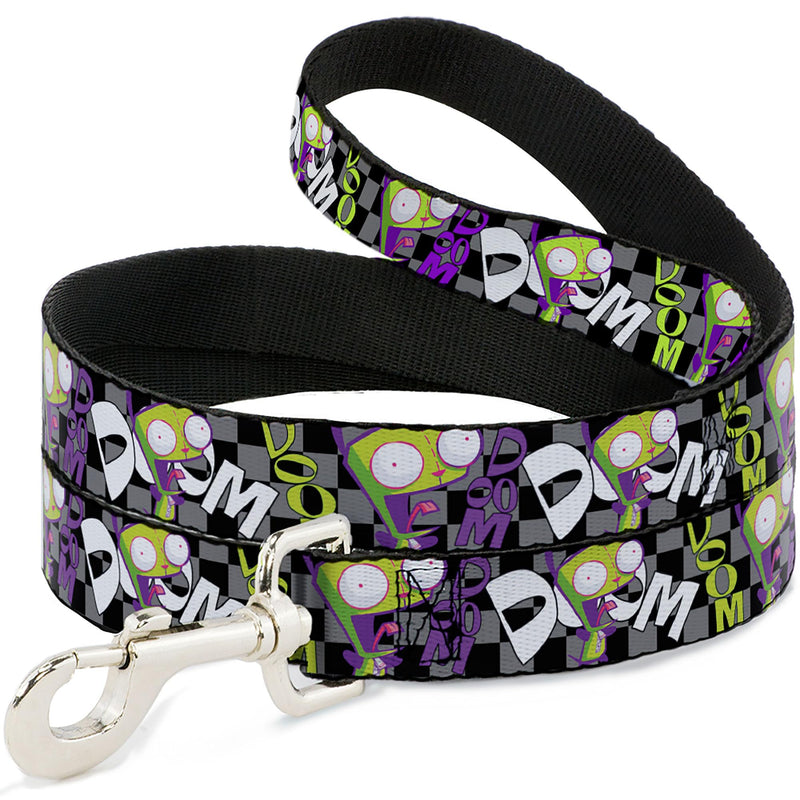 Nickelodeon Pet Leash, Dog Leash, Invader Zim Gir Doom Pose Checker Black Gray, 4 Feet Long 1.0 Inch Wide 4 Feet Long - 1" Wide - PawsPlanet Australia