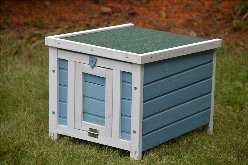 BUNNY BUSINESS Cat/Puppy/Rabbit/Guinea Pig Wooden Hide House, 51 x 44 x 42cm, Blue - PawsPlanet Australia