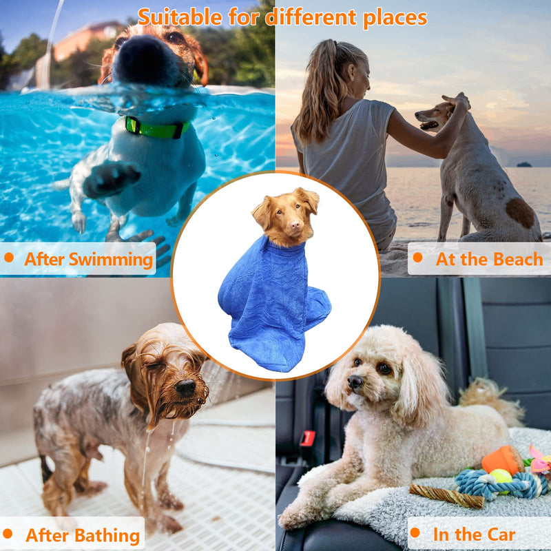 Dog dog drying bag, dog bag towel, dry fast dog bag, microfibre fast drying bags pet dog cat bath robe towel - Blue - XS X-Small (45x34cm) - PawsPlanet Australia