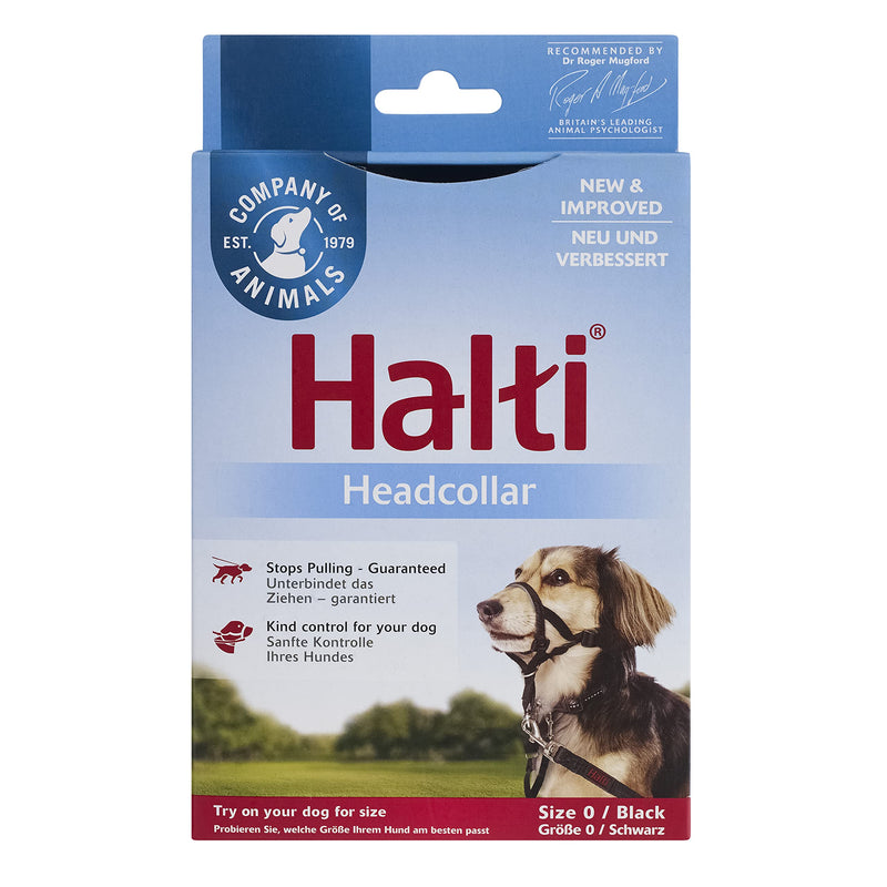 HALTI Headcollar Size 0 Black, UK Bestselling Dog Head Harness to Stop Pulling on the Lead, Easy to Use, Padded Nose Band, Adjustable & Reflective, Professional Anti-Pull Training Aid for Small Dogs - PawsPlanet Australia