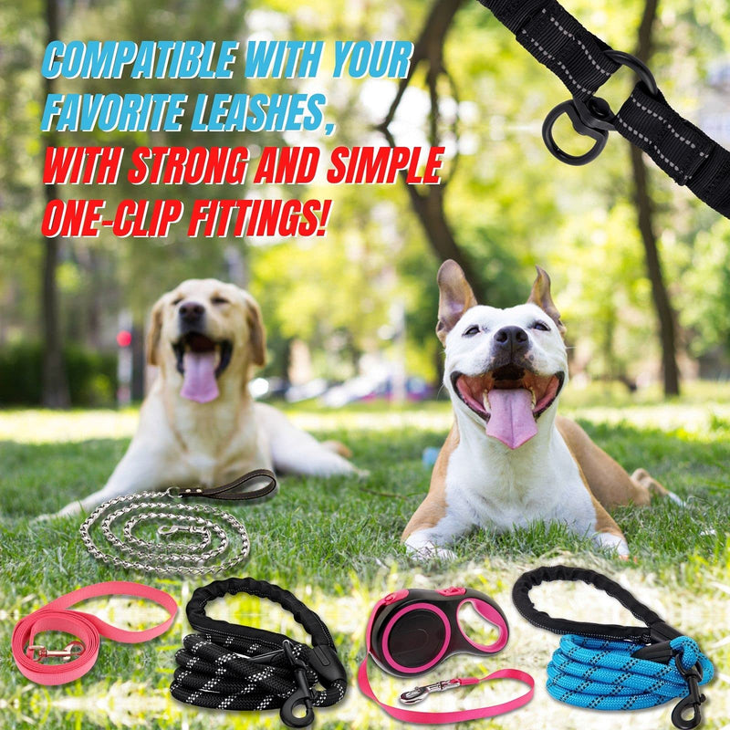 Double Dog Leash Attachment & Extender for Walking and Dog Training, Dual Dog Leash Accessory with Reflective Stitching, Double Leash for Small and Large Dogs, Walk Two Dogs with One Leash - PawsPlanet Australia
