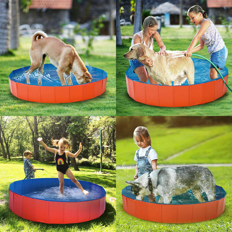 EEM Foldable Pet Bathtub, Collapsible PVC Dogs Cats Swimming Pool,Dog Pool Pet Bathing Wash Tub, Water Pond Pool for Dogs Cats (80 * 30) 80*30 - PawsPlanet Australia