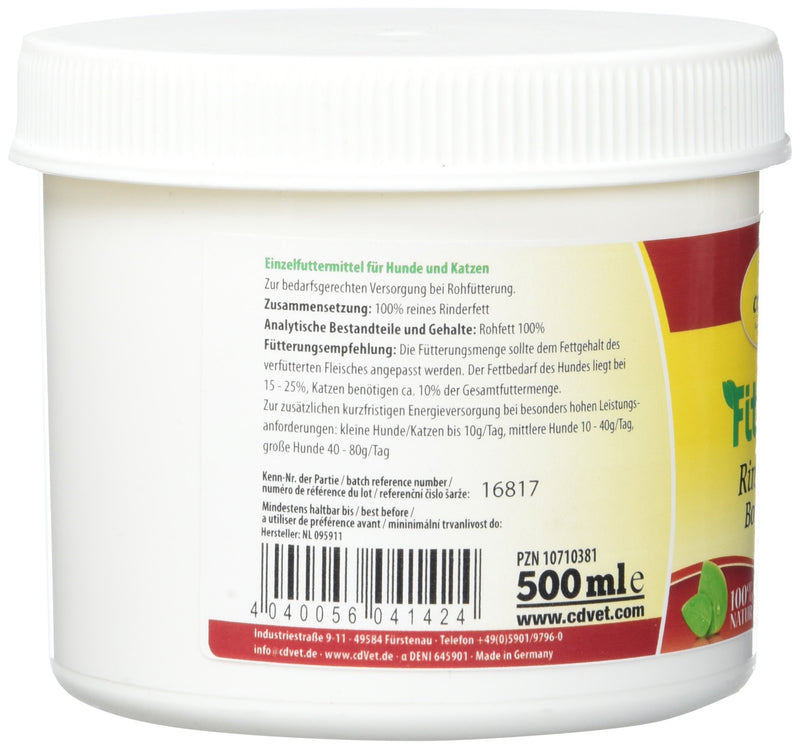 cdVet Naturprodukte Fit-BARF Bovine Fat 500 ml - Dog & Cat - liver & kidney - metabolism - fat content - skin health - fat requirement - raw feeding - BARF - - PawsPlanet Australia
