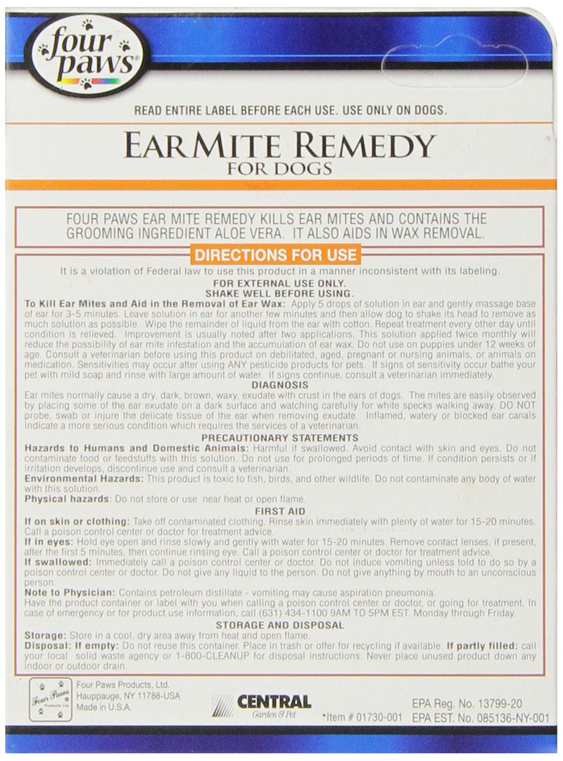 Four Paws Ear Mite Remedy Dog - PawsPlanet Australia