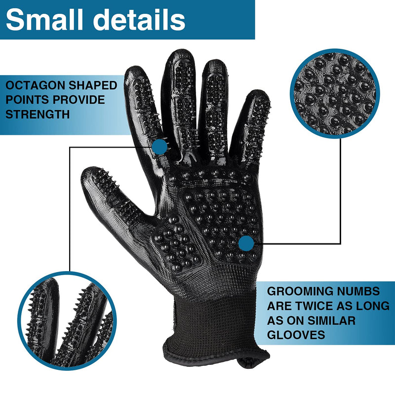 EazinGo Pet Grooming Glove Gentle Deshedding Brush Glove Efficient Pet Hair Remover Mitt - Enhanced Five Finger Design - Perfect for Dog & Cat with Long & Short Fur, 1 Pair - PawsPlanet Australia