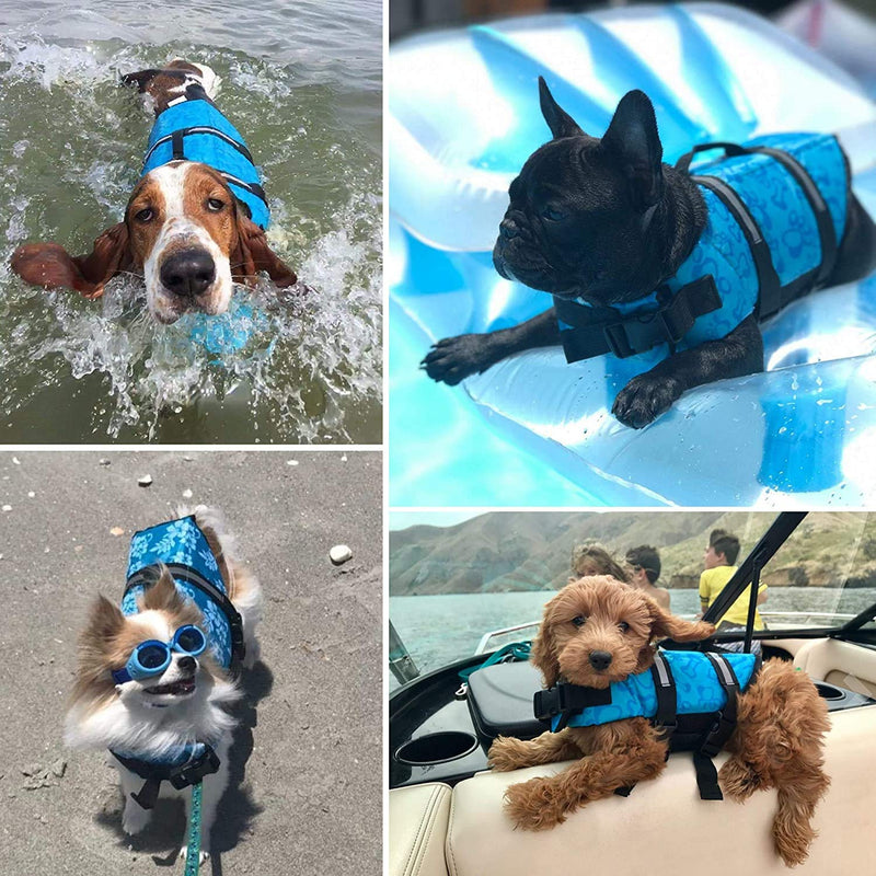 HOTGOL Dog Life Jacket,Adjustable Pet Safety Vest with Reflective Stripes,Swimming Coat for Small Medium Large Dogs(Blue, XXS) XX-Small Blue - PawsPlanet Australia