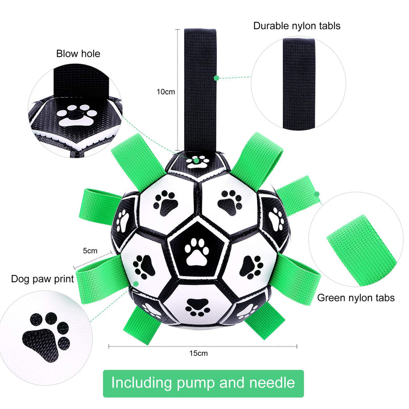 Dog Soccer Ball with Grab Tabs and Basketball Dog Chew Toy Interactive Dog Toys for Tug of War, Dog Tug Toy Durable Dog Balls for Small & Medium Dogs - PawsPlanet Australia