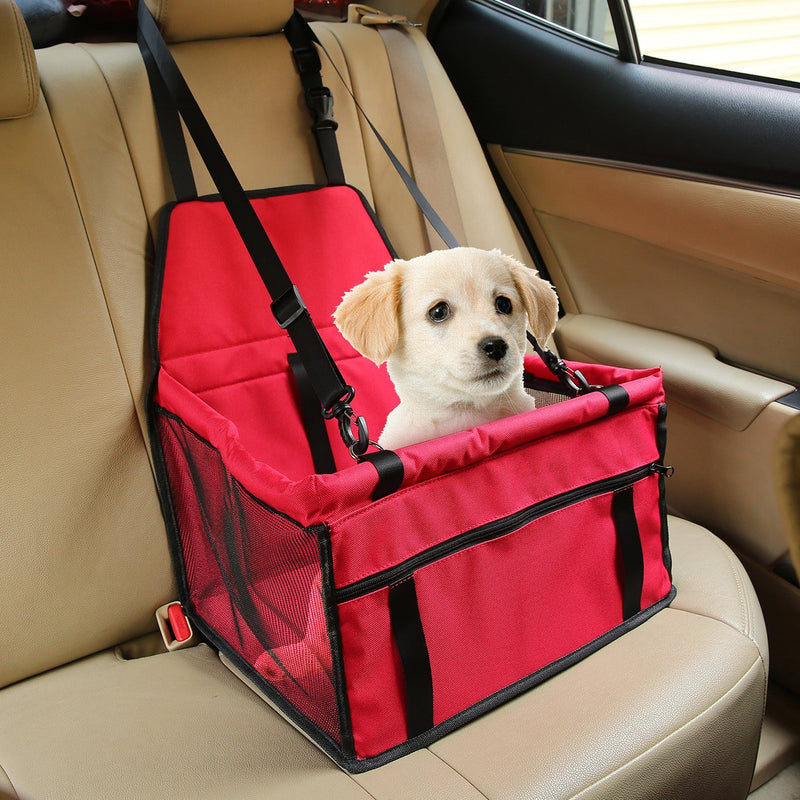 Aandyou Pet Car Booster Seat Breathable Waterproof Pet Dog Car Supplies Travel Pet Car Carrier Bag Seat Protector Cover with Safety Leash for Small Dogs Cats Puppy (Red) Red - PawsPlanet Australia