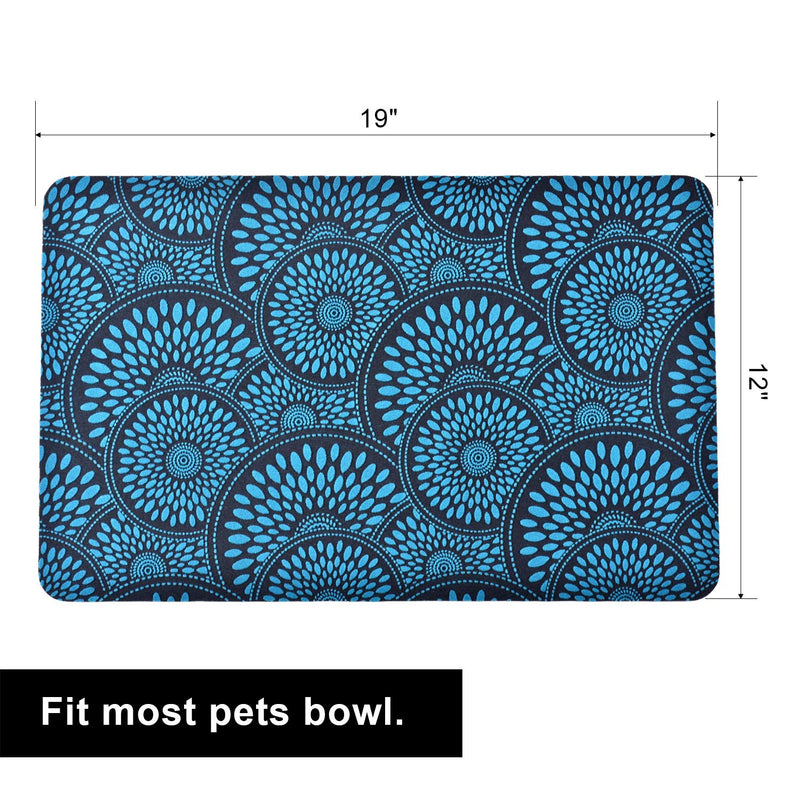 [Australia] - Cosyearn Pet Feeding Mat,Anti-Slip Pet Bowl Mats,Waterproof, BPA Free,Easy Clean,Durable Pet Mats for Food and Water,Multiple Sizes for Dogs and Cats,Small and Large Pet Food Mat 19"x12" Blue 