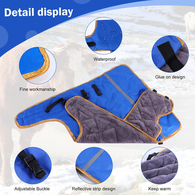 Fleece Calf Blankets Jacket for Calves - Calf Coat Keep Warmming, Soft Calf Cow Warm Clothes Comfortable Freezing Resistance Cold Proof Oxford Cloth Waterproof for Animal Husbandry for Home for Farm Blue Yellow - PawsPlanet Australia