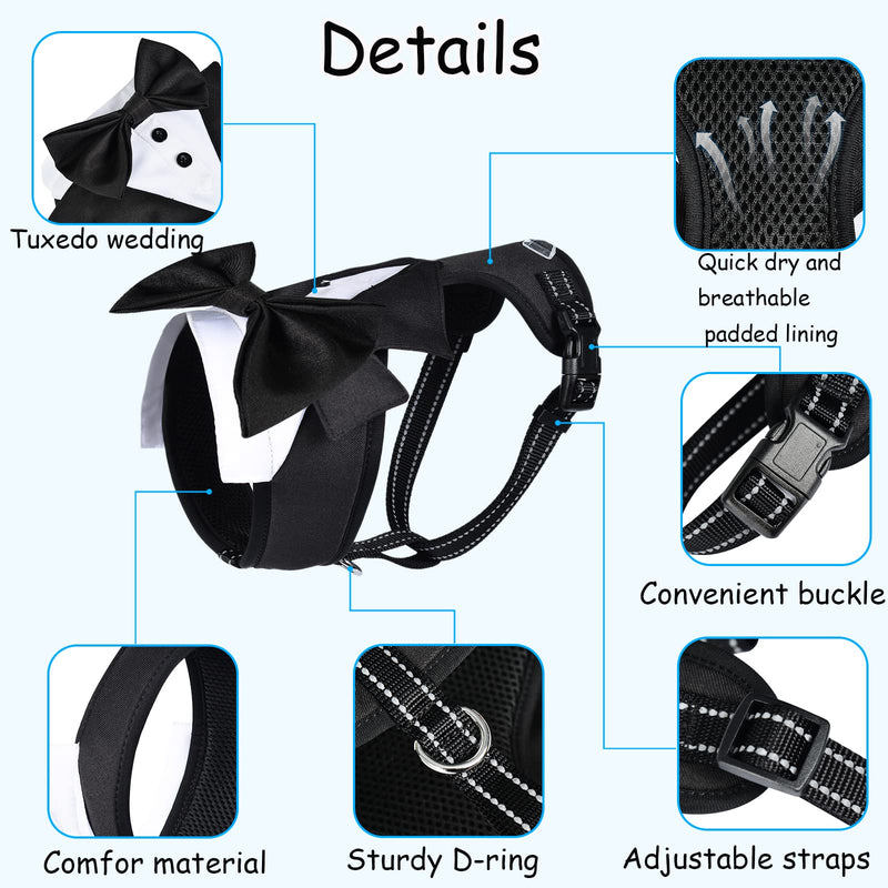 Dog Tuxedo Wedding, Formal Dog Wedding Harness, Dogs Tuxedo Wedding Party Suit, No-Pull Pet Harness, Dog Prince Birthday Wedding Harness for Medium Large Dogs (Large, Harness) - PawsPlanet Australia