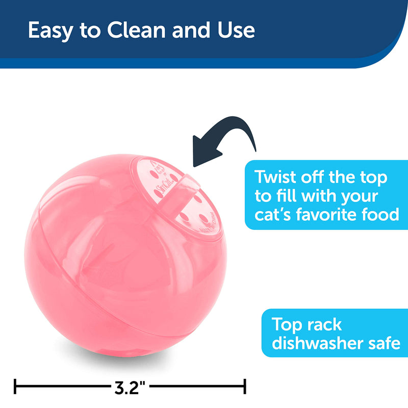 PetSafe SlimCat Food-Dispensing Cat Toy Pink, Treat Toy, Interactive Food Dispenser, Activity Snack Ball for Cats of All Ages - PawsPlanet Australia