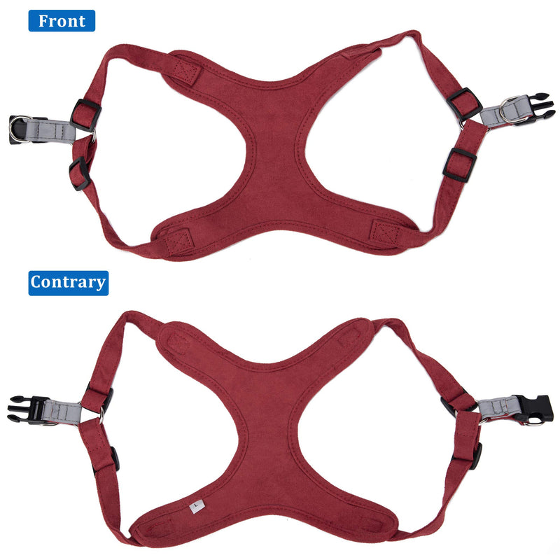 risdoada No-Pull Suede Dog Harness with Leash, Adjustable Refletive Puppy Vest Harness, Front Clip Pet Chest Padded for Small Medium Large Dogs, RED M M Chest 54 - 64CM/ 21.3-25.2" - PawsPlanet Australia