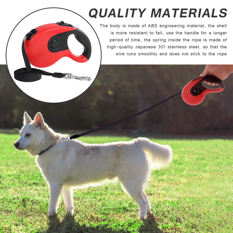 KEESIN retractable dog leash, retractable dog leash, retractable dog leash, retractable dog leash with folding tray, garbage bag, collar for anti-tangle nylon strap and 360° swivel hook (red, 5M) red - PawsPlanet Australia