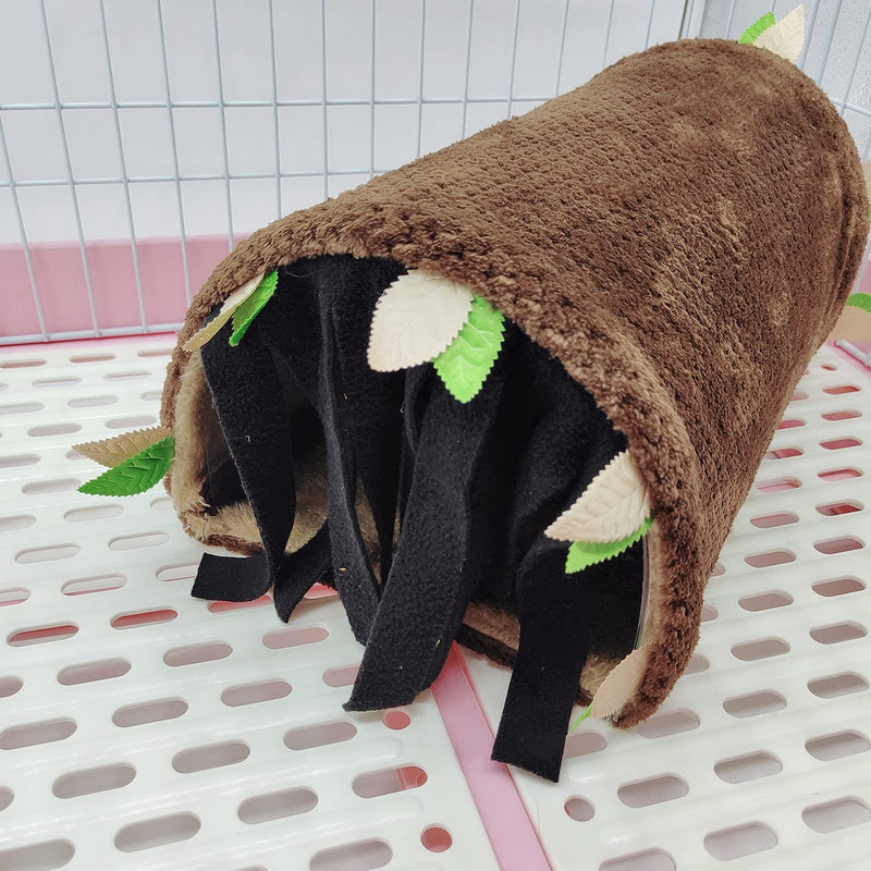 Pet Small Animal Tunnel House, Guinea Pig Hideout Play Tube Toys Hideaway Bedding with Forest Leaf for Chinchillas Hedgehogs Rats Sugar Glider- Playing Sleeping Hunting Resting Brown - PawsPlanet Australia