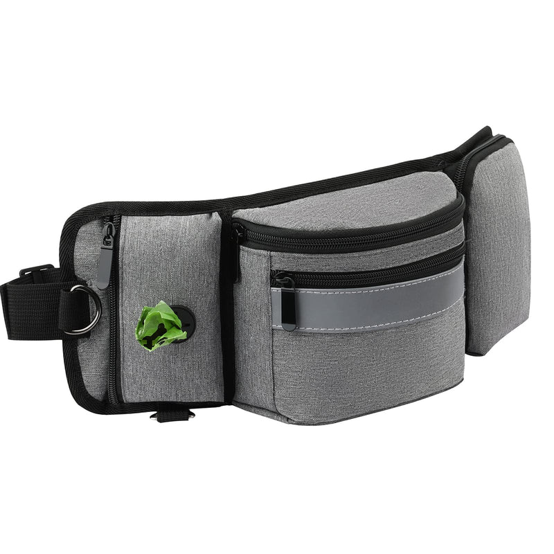 Pellapet Dog Training Treat Pouch with Waist Shoulder Strap Easily for Walking with Dogs Fanny Pack and Waste Bag Dispenser Grey - PawsPlanet Australia