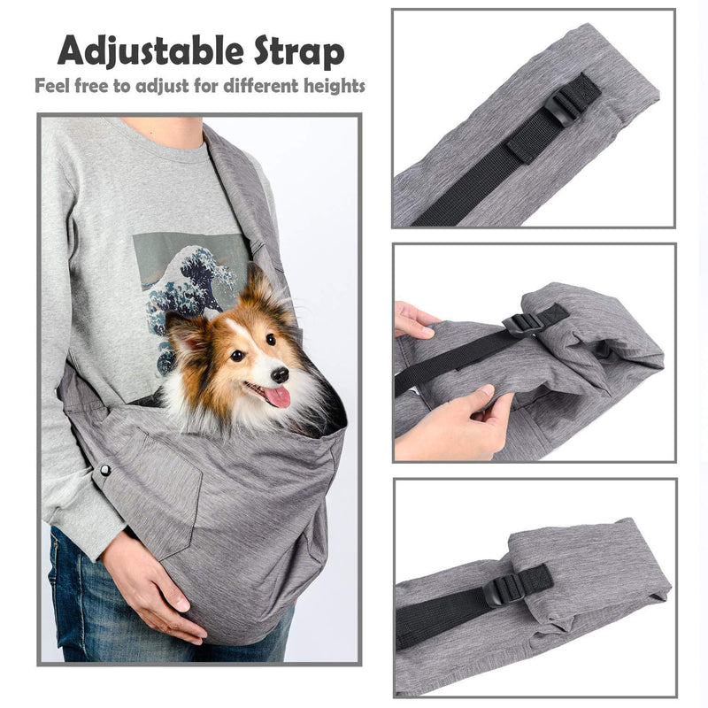 ARELLA Dog Sling Carrier for Small and Medium Dogs 10-20 lbs with Comfortable Adjustable Padded Shoulder Breathable Mesh for Travel Hands Free Daily Walk Outdoor Activities Grey - PawsPlanet Australia