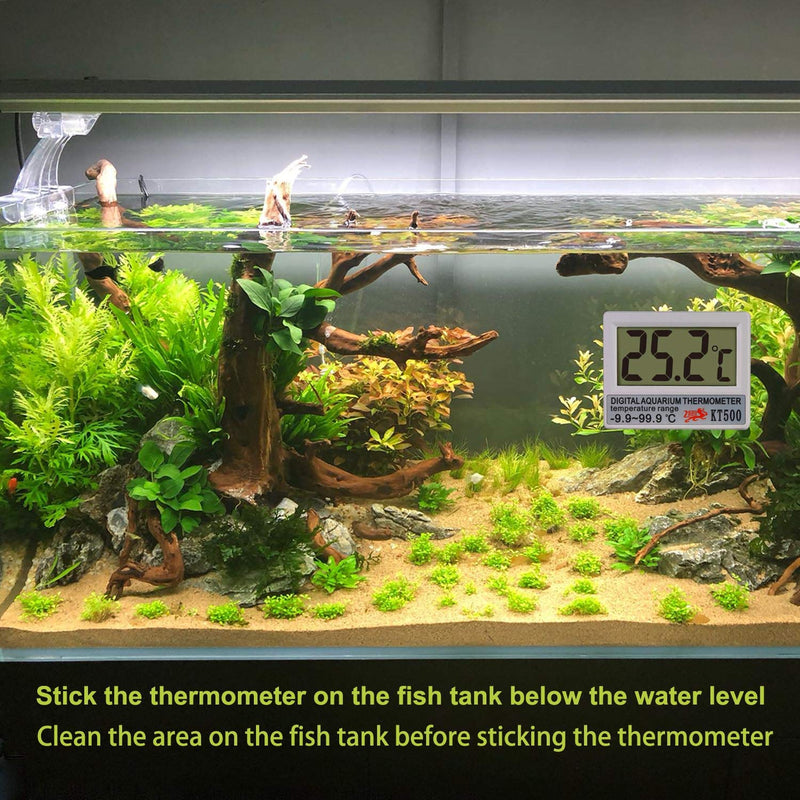 Aquarium Thermometer, Terrarium Water Temperature Digital Fish Tank Thermometer with Large LCD Display, Accurate Temperature Reading for Aquarium Terrarium Amphibians, Cordless Thermometer - PawsPlanet Australia