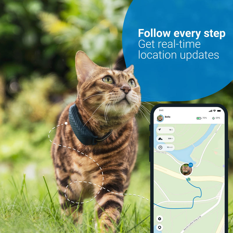Tractive GPS CAT 4 (2022). Cat tracker. Follow every step in real-time. Unlimited Range. Activity Monitoring (w/ midnight blue collar attachment) - PawsPlanet Australia