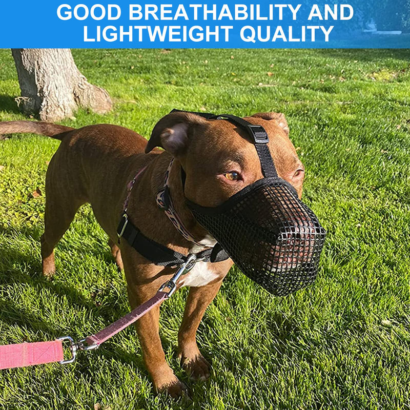 Delamiya 2 pieces muzzle for dogs, muzzle for medium dogs with rounded mesh, mesh dog muzzle, dog muzzle for small, medium and large dogs prevents biting, chewing and barking (L) - PawsPlanet Australia