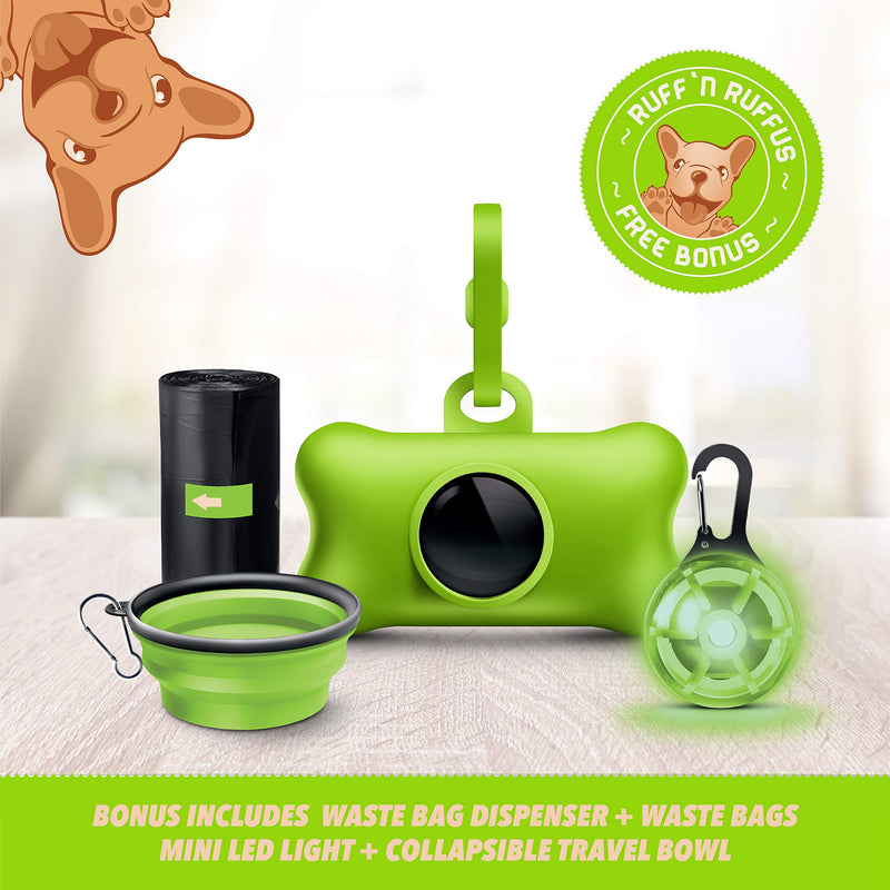 [Australia] - Ruff 'n Ruffus Retractable Dog Leash with Free Waste Bag Dispenser and Bags + Bonus Bowl | Heavy-Duty 16ft Retracting Pet Leash | 1-Button Control | Retractable Dog Leash (with FREE Bonus) 